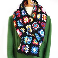 Crochet Pattern Basic Merino Granny Square Scarf