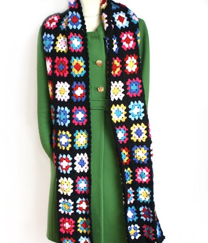 Crochet Pattern Basic Merino Granny Square Scarf-3