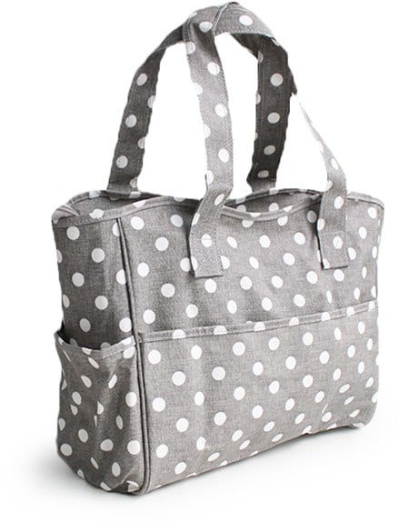 Craft Bag Grey Linen Polka Dot