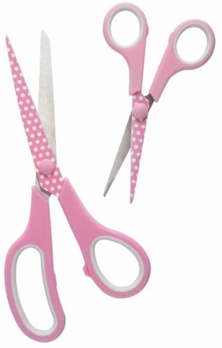 Hemline Set Fabric Scissors (21cm) & Embroidery Scissors (13.5cm) Pink-2