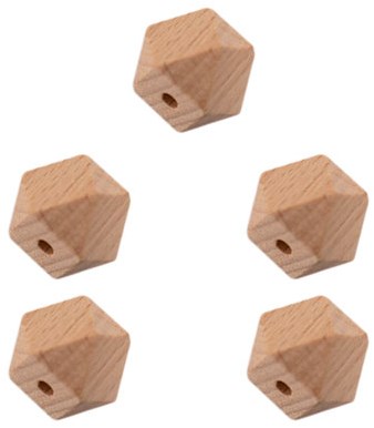 Durable Wooden Hexagon Beads 5 pieces 10mm