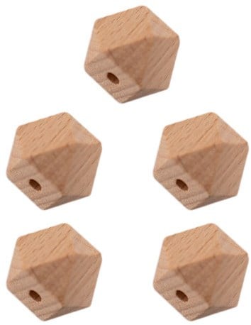 Durable Wooden Hexagon Beads 5 pieces 14mm