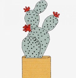 Embroidery Pattern Flowering Cactus