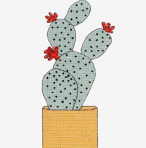 Embroidery Pattern Flowering Cactus