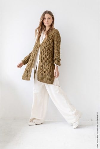 Nuvoletta Long Cardigan Knitting Kit 1 Mustard 36/40-2