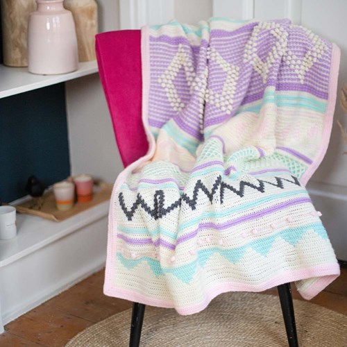Dream Blanket 6.0 CAL Crochet Kit 10 Light Pink - Jade Gravel - Orchid