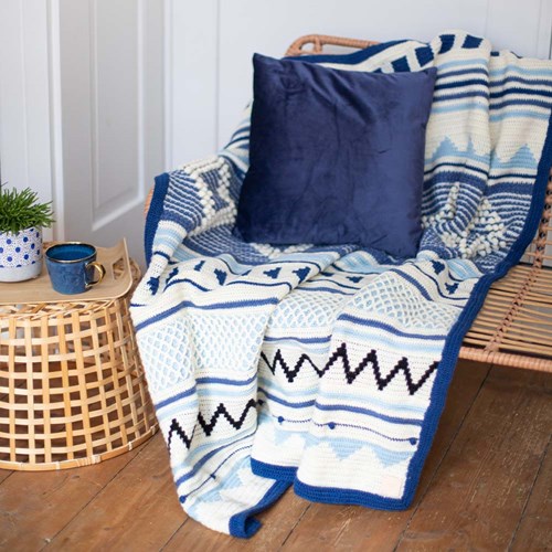 Dream Blanket 6.0 CAL Crochet Kit 07 Navy Blue - Ice Blue - Denim