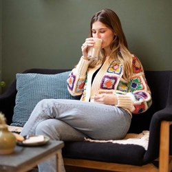 Granny Square Cardigan a la Chloë Crochet Kit 2 Cream M/L