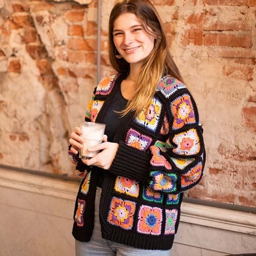 Granny Square Cardigan a la Chloë Crochet Kit 1 Black XS/S