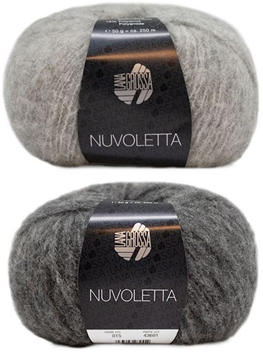 Nuvoletta Raglan Coat Knitting Kit 2 Light/Dark Grey 48/50