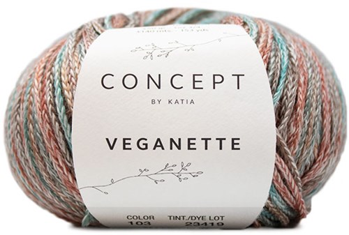 Veganette Shawl Knitting Kit 2 Rust Brown / Brown / Green-Blue