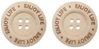 Durable Wooden Buttons Enjoy Life 40mm 2 pieces