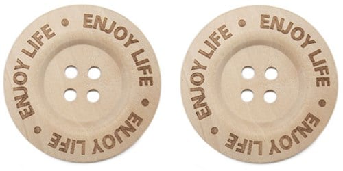 Durable Wooden Buttons Enjoy Life 40mm 2 pieces