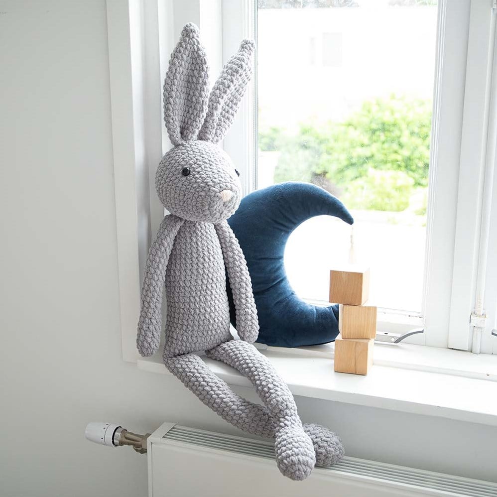 HANDMADE Crochet Bunny Rabbit w/ Button Eyes Stuffed Plush Animal 14 in