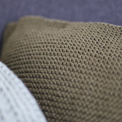 Acrylic Ribbon Cushion Knitting Kit 1 Olive green-2