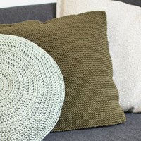 Acrylic Ribbon Cushion Knitting Kit 1 Olive green