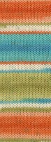 Lana Grossa Landlust Die Sockenwolle 117 Lime green/petrol/ecru/salmon/apricot/turquoise striped-3