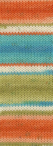 Lana Grossa Landlust Die Sockenwolle 117 Lime green/petrol/ecru/salmon/apricot/turquoise striped-3
