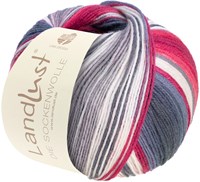 Lana Grossa Landlust Die Sockenwolle 119 Silver/medium/dark gray/orange/tomato red/ecru striped