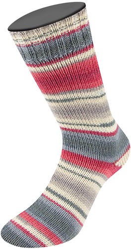 Lana Grossa Landlust Die Sockenwolle 119 Silver/medium/dark gray/orange/tomato red/ecru striped-2