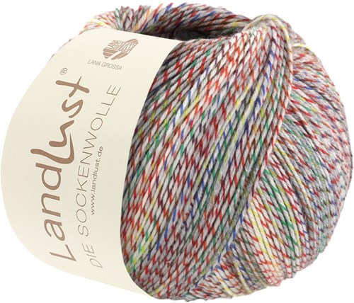 Lana Grossa Landlust Die Sockenwolle 215 Mint turquoise/light/medium grey/white/green/yellow/orange/navy/red mottled