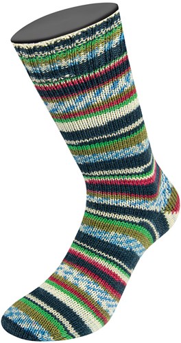 Lana Grossa Landlust Die Sockenwolle 714 Bordeaux/light gray/green/dark petrol/blue/olive Striped / with jacquard-2