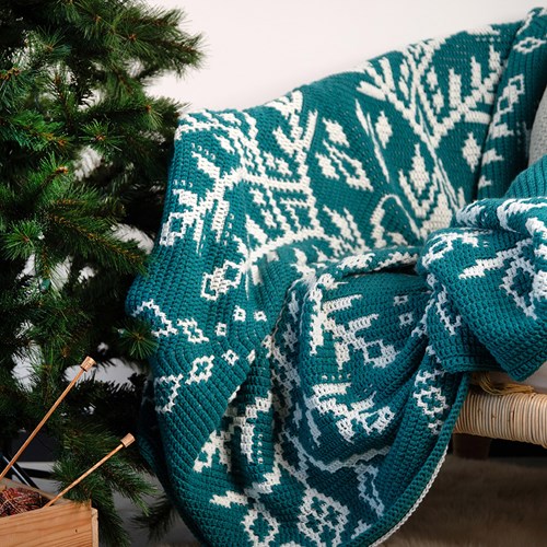 Acrtic Bloom Blanket Light Blue Crochet kit - Digital Pattern included-2