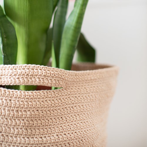 Cotton Tube Basket Crochet Kit 2 Olive green-2