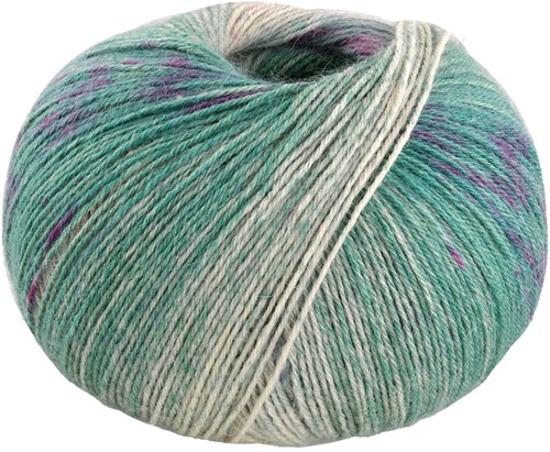 Lana Grossa Meilenweit 100 Alpaca Print 2203 Light petrol/petrol green/red violet/grey beige/light turquoise green/turquoise/berry