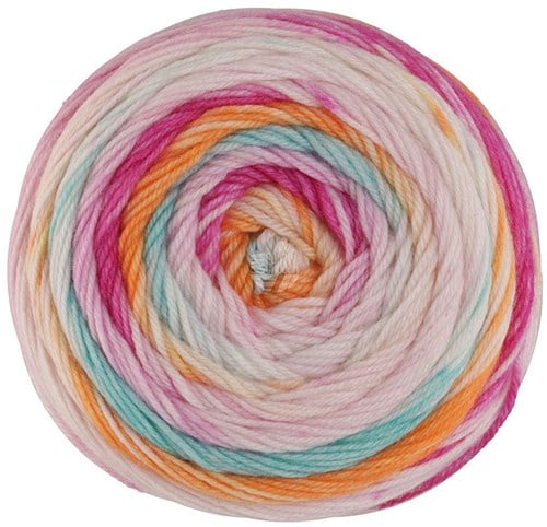 Lana Grossa Meilenweit 100 Dusk 6209 Fuchsia/pink/Cream/citrus yellow/turquoise/orange