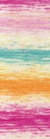 Lana Grossa Meilenweit 100 Dusk 6209 Fuchsia/pink/Cream/citrus yellow/turquoise/orange-3