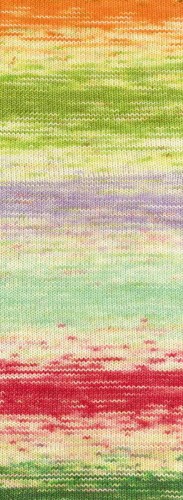 Lana Grossa Meilenweit 100 Dusk 6210 Orange/yellow/yellow green/purple/mint turquoise/pink/Cream-3