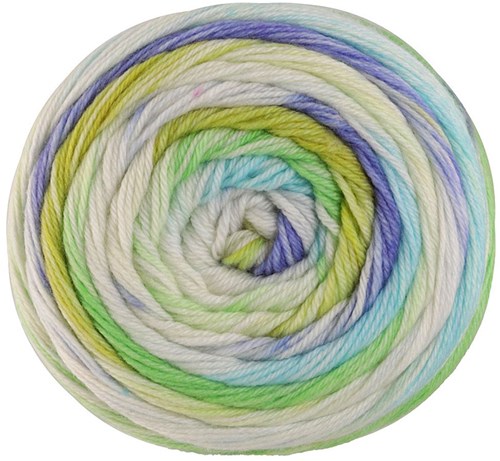 Lana Grossa Meilenweit 100 Dusk 6213 Purple blue/Cream/turquoise/lime/corn green/light olive green