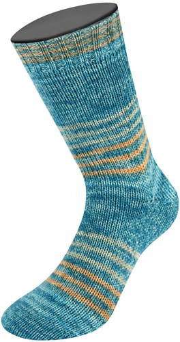 Lana Grossa Meilenweit 100 Merino Extrafine Luna 4113 Petrol/Gray Blue/Light Orange/Beige/Light Blue-2