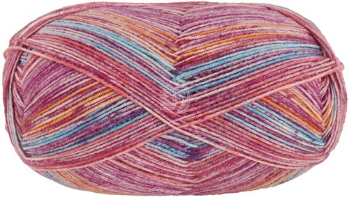 Lana Grossa Meilenweit 100 Merino Extrafine Luna 4115 Pink/Rose/Orange/Turquoise Blue/Raspberry
