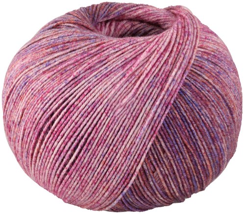 Lana Grossa Meilenweit 100 Merino Extrafine Shades 7224 Pink/Pink/Ochre/Blue violet/Dark red