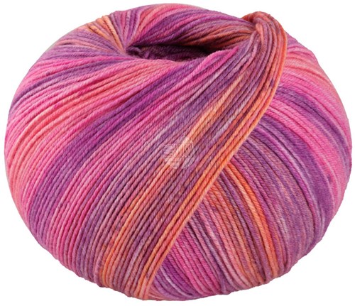 Lana Grossa Meilenweit 100 Seta Piano 3613 Orange/blue violet/pink/berry/salmon pink