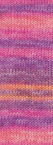 Lana Grossa Meilenweit 100 Seta Piano 3613 Orange/blue violet/pink/berry/salmon pink-3