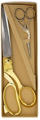 Milward Set Fabric Scissors (25,5cm) & Embroidery Scissors (11.5cm) Gold-2