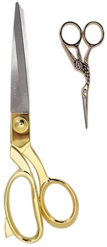 Milward Set Fabric Scissors (25,5cm) & Embroidery Scissors (11.5cm) Gold