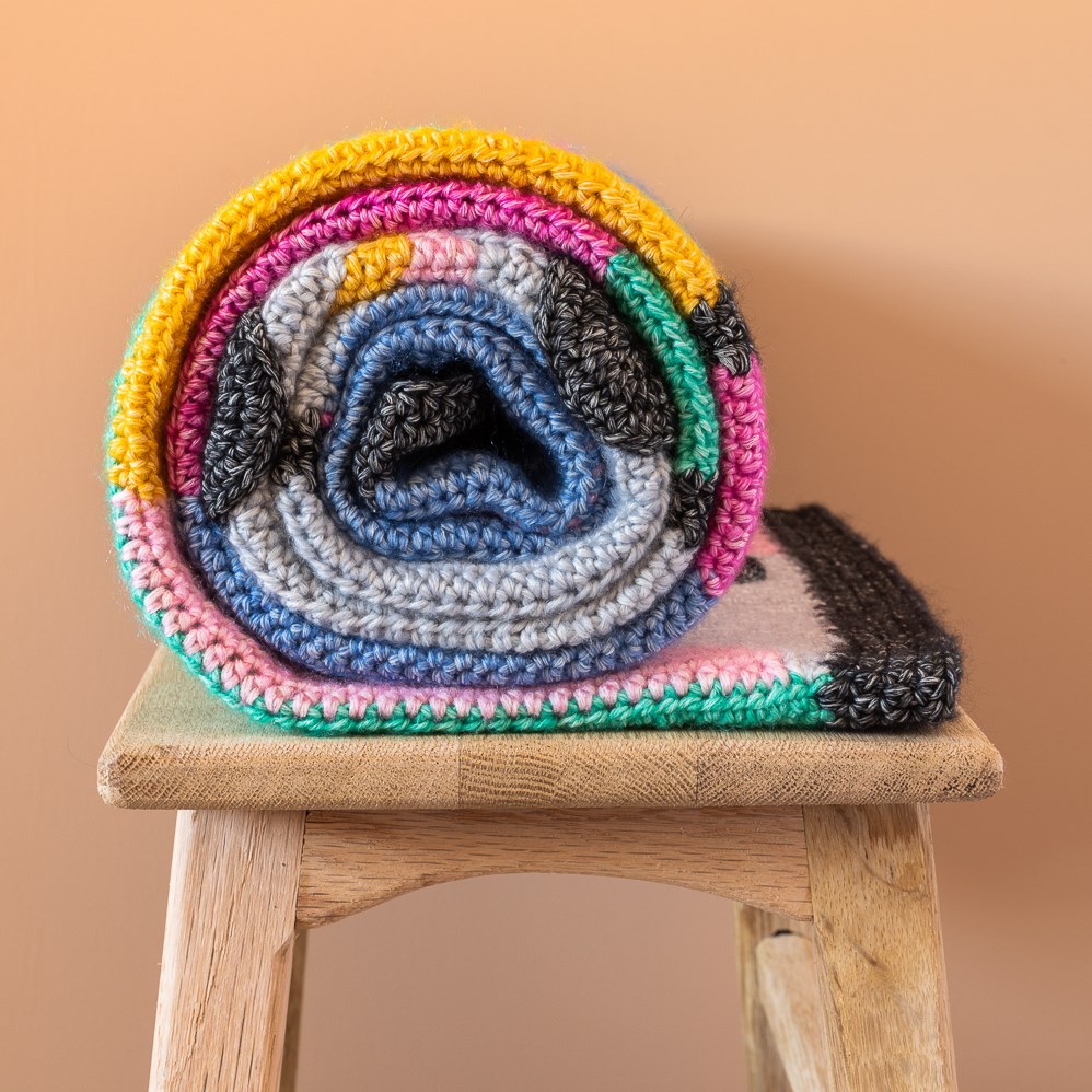 Pom Pom and Stripe Crochet Blanket Kit