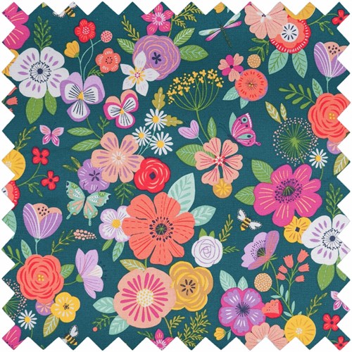 Crochet Hook Case Floral Garden Teal-2