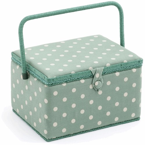 Sewing Basket Large Moss Polka Dot