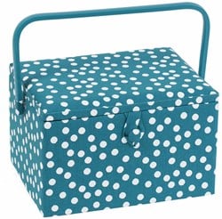 Sewing Basket Large Blue Dots