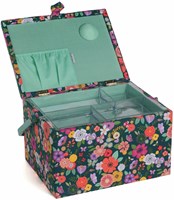 Sewing Basket Large Floral Garden Teal-3