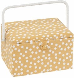Sewing Basket Large Yellow dots