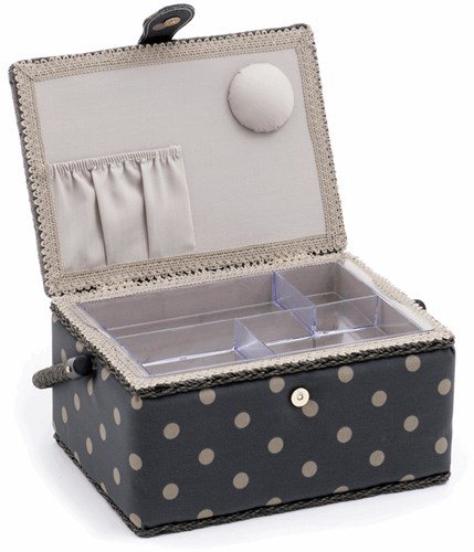 Sewing Basket Medium Charcoal Spot-3