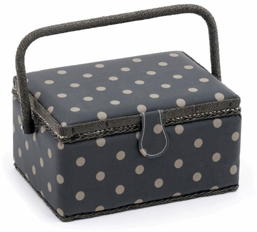 Sewing Basket Medium Charcoal Spot