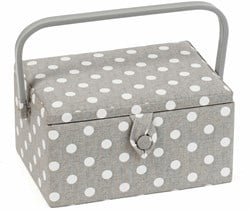 Sewing Basket Medium Grey Spot