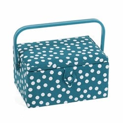 Sewing Basket Medium Blue Dots